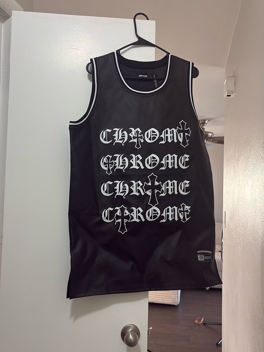 Watson Chrome Hearts Black Mesh Patch Logo Top with Silver Accent